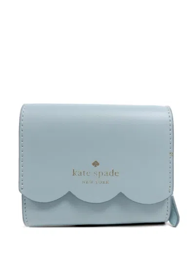 Pre-owned Kate Spade Scalloped-edge Leather Wallet In Blue
