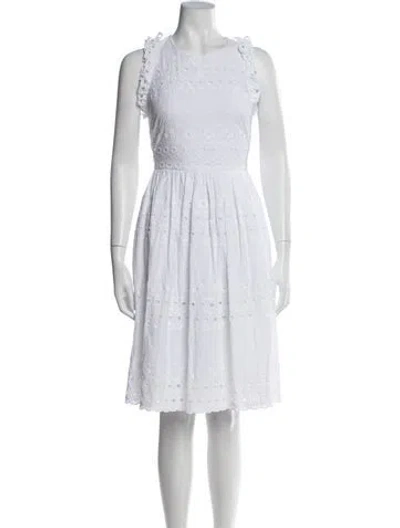 Pre-owned Kate Spade Scoop Neck Knee-length Dress In White