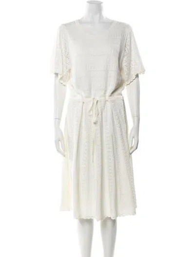 Pre-owned Kate Spade Scoop Neck Midi Length Dress In White
