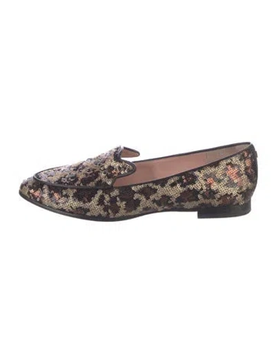 Pre-owned Kate Spade Sequins Animal Print Loafers In Brown/metallic