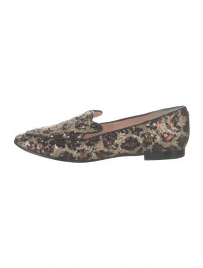 Pre-owned Kate Spade Sequins Animal Print Loafers In Gold
