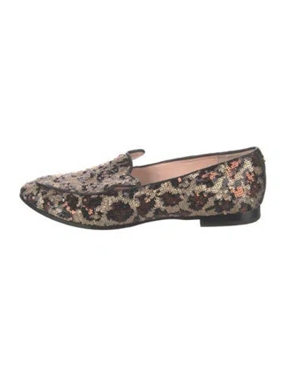 Pre-owned Kate Spade Sequins Animal Print Loafers In Neutrals