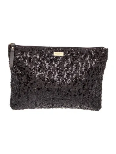 Pre-owned Kate Spade Sequins Clutch In Black
