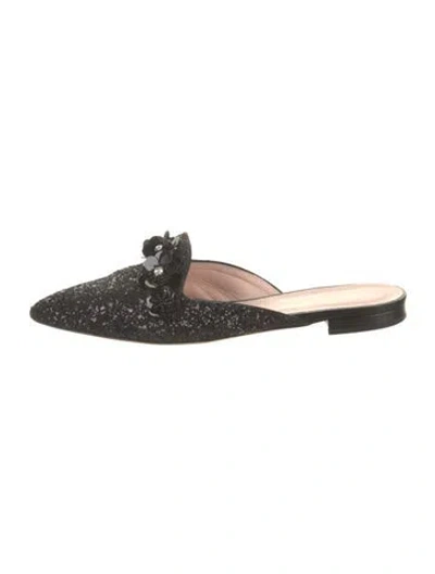 Pre-owned Kate Spade Sequins Patterned Mules In Black