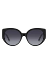 Kate Spade Seraphina 55mm Gradient Round Sunglasses In Black/ Grey Shaded