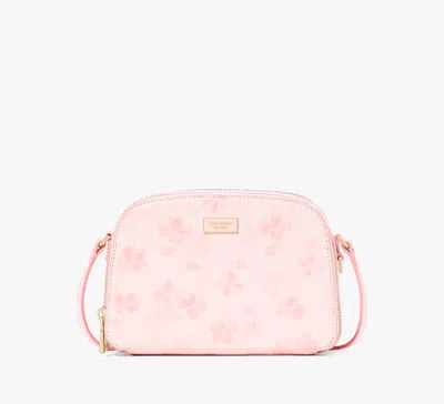 Kate Spade Serena Spring Pansies Double Zip Dome Crossbody In Blush Cloud