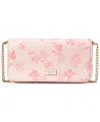 Kate Spade Serena Spring Pansies Leather Chain Wallet In Blush Cloud Multi