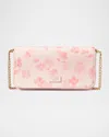 Kate Spade Serena Spring Pansies Leather Chain Wallet In Blush Cloud Multi