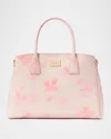 Kate Spade Serena Spring Pansies Leather Satchel Bag In Blush Cloud Multi