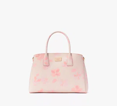 Kate Spade Serena Spring Pansies Satchel In Blush Cloud