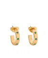 Kate Spade New York Green Pave Huggie Hoop Earrings In Gold Tone