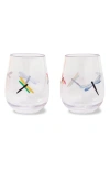 Kate Spade Set Of 2 Acrylic Stemless Wine Glasses In Blue/ Green Multi