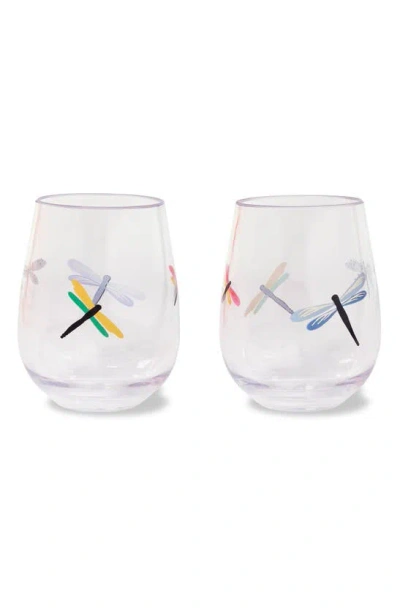 Kate Spade Set Of 2 Acrylic Stemless Wine Glasses In Transparent