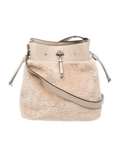 Pre-owned Kate Spade Shearling Bucket Bag In Neutral