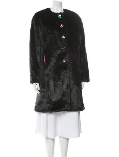 Pre-owned Kate Spade Shearling Faux Fur Coat In Black