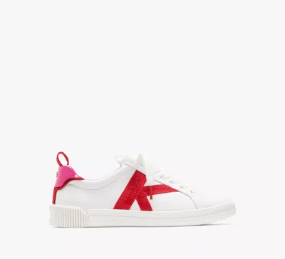 Kate Spade Signature Sneakers In True White/cherry Rouge