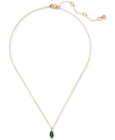 Kate Spade Signature Solitaire Pendant Necklace, 16" + 3" Extender In Emerald