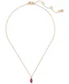 Kate Spade Signature Solitaire Pendant Necklace, 16" + 3" Extender In Ruby,gold