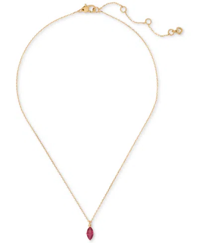 Kate Spade Signature Solitaire Pendant Necklace, 16" + 3" Extender In Ruby,gold