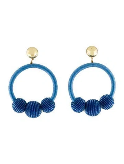 Pre-owned Kate Spade Silk Cord & Bead Drop Earrings In Blue