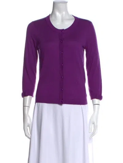 Pre-owned Kate Spade Silk Crew Neck Sweater In Purple