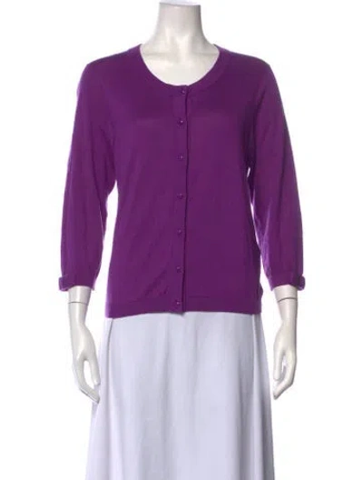 Pre-owned Kate Spade Silk Crew Neck Sweater In Purple