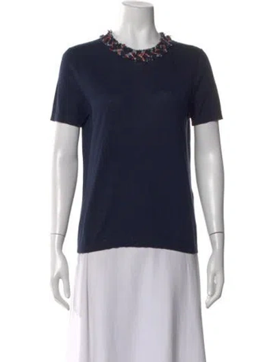 Pre-owned Kate Spade Silk Crew Neck Sweater W/ Tags In Blue