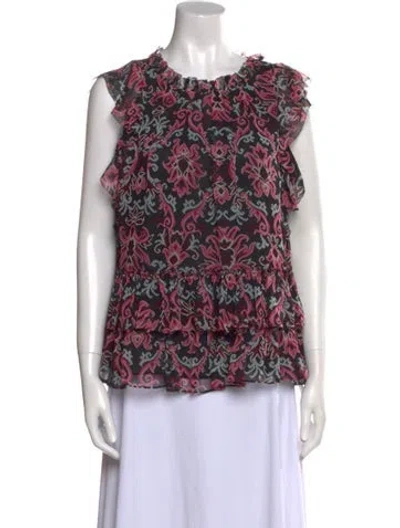 Pre-owned Kate Spade Silk Floral Print Blouse In Multi