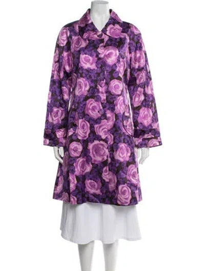 Pre-owned Kate Spade Silk Floral Print Jacket W/ Tags In Purple
