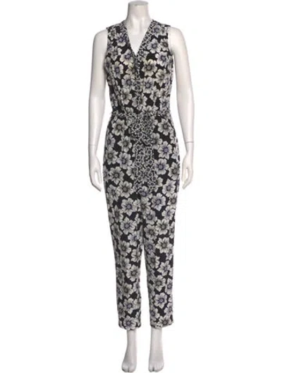 Pre-owned Kate Spade Silk Floral Print Jumpsuit In Multi