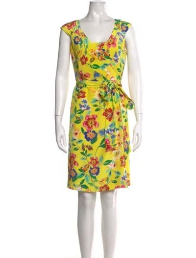 Pre-owned Kate Spade Silk Knee-length Dress In Yellow