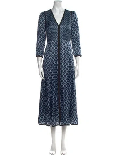 Pre-owned Kate Spade Silk Long Dress In Blue