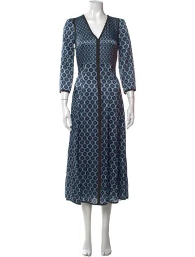 Pre-owned Kate Spade Silk Long Dress In Blue