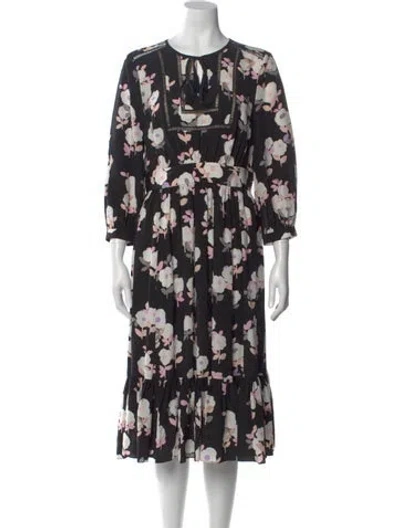 Pre-owned Kate Spade Silk Midi Length Dress In Black