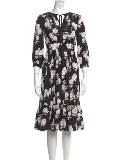 Pre-owned Kate Spade Silk Midi Length Dress In Black
