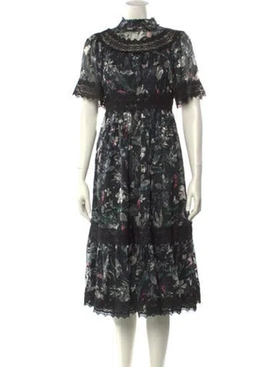 Pre-owned Kate Spade Silk Midi Length Dress In Black