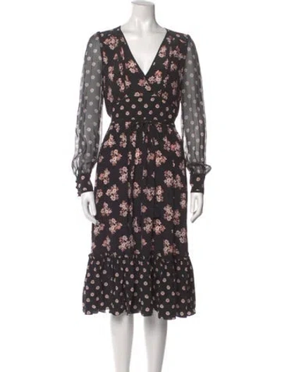 Pre-owned Kate Spade Silk Midi Length Dress In Black