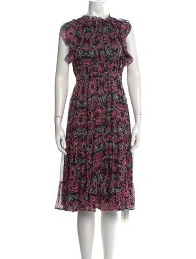 Pre-owned Kate Spade Silk Midi Length Dress In Black/pink