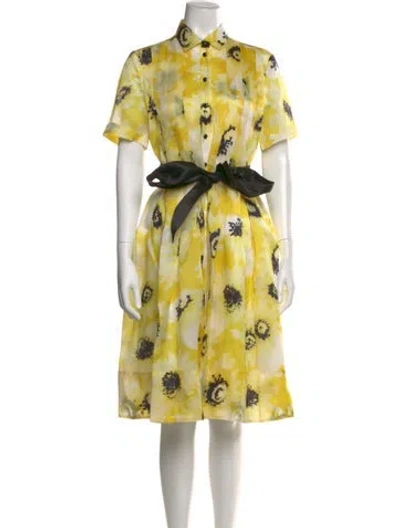 Pre-owned Kate Spade Silk Midi Length Dress In Yellow