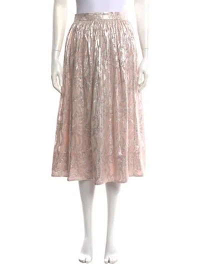 Pre-owned Kate Spade Silk Midi Length Skirt In Pink