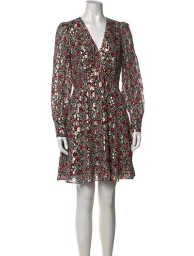Pre-owned Kate Spade Silk Mini Dress In Black/metallic