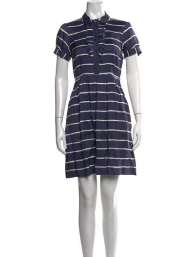 Pre-owned Kate Spade Silk Mini Dress In Blue/white