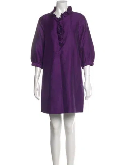 Pre-owned Kate Spade Silk Mini Dress In Purple