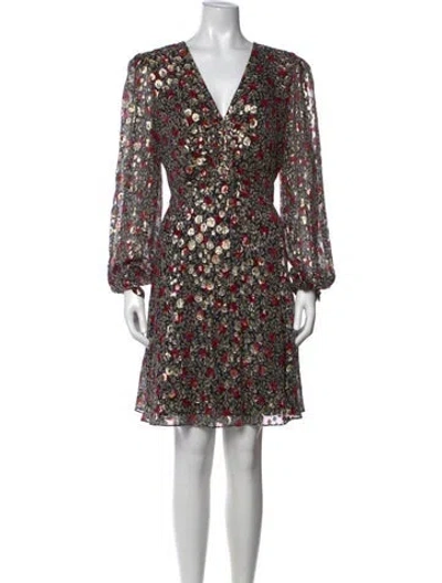 Pre-owned Kate Spade Silk Mini Dress W/ Tags In Black/metallic