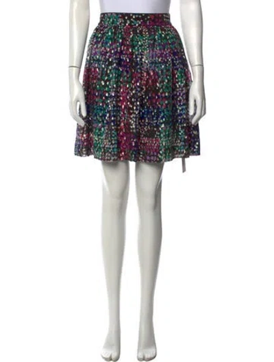 Pre-owned Kate Spade Silk Mini Skirt In Black/metallic