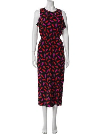 Pre-owned Kate Spade Silk Printed Jumpsuit In Black