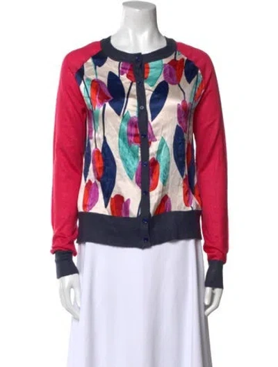 Pre-owned Kate Spade Silk Printed Sweater In Red