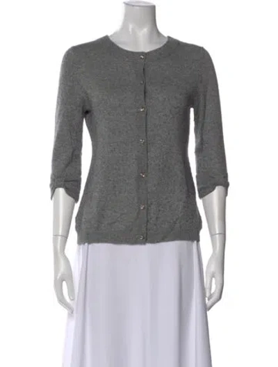 Pre-owned Kate Spade Silk Scoop Neck Sweater In Gray