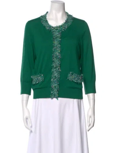 Pre-owned Kate Spade Silk Scoop Neck Sweater In Green