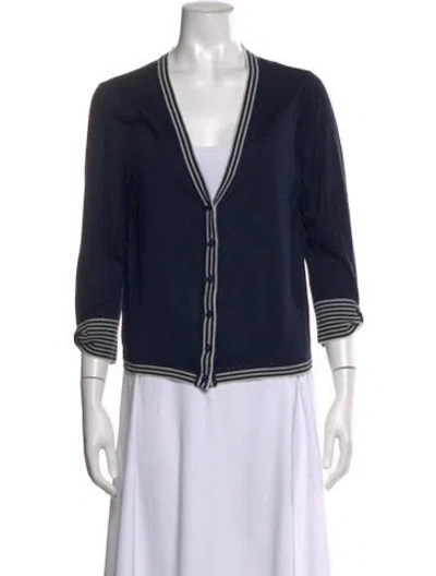 Pre-owned Kate Spade Silk Striped Sweater In Blue